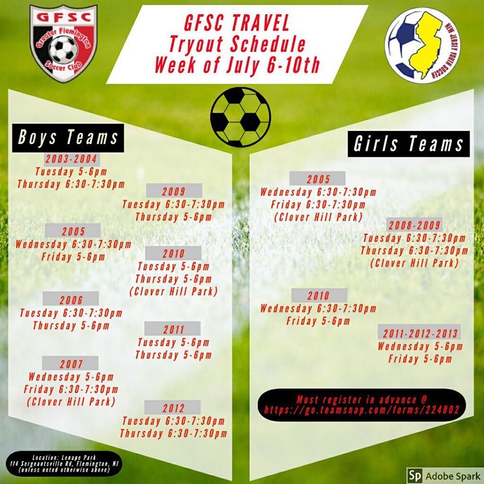 Travel Tryout Schedule Travel Tryout Schedule